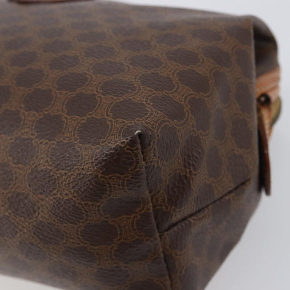 CELINE Macadam Canvas Pouch PVC Leather Brown Gold Auth 207448