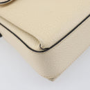 GUCCI Interlocking G Chain Shoulder Bag Leather White Gold 607720 Auth 207449V-17