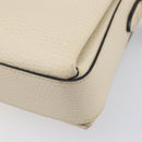 GUCCI Interlocking G Chain Shoulder Bag Leather White Gold 607720 Auth 207449V-18
