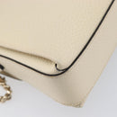 GUCCI Interlocking G Chain Shoulder Bag Leather White Gold 607720 Auth 207449V-19