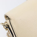 GUCCI Interlocking G Chain Shoulder Bag Leather White Gold 607720 Auth 207449V-8