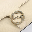 GUCCI Interlocking G Chain Shoulder Bag Leather White Gold 607720 Auth 207449V-20