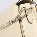 GUCCI Interlocking G Chain Shoulder Bag Leather White Gold 607720 Auth 207449V-22