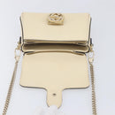 GUCCI Interlocking G Chain Shoulder Bag Leather White Gold 607720 Auth 207449V-23