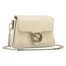GUCCI Interlocking G Chain Shoulder Bag Leather White Gold 607720 Auth 207449V-1