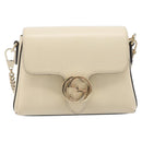 GUCCI Interlocking G Chain Shoulder Bag Leather White Gold 607720 Auth 207449V-13