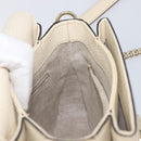 GUCCI Interlocking G Chain Shoulder Bag Leather White Gold 607720 Auth 207449V-25