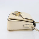 GUCCI Interlocking G Chain Shoulder Bag Leather White Gold 607720 Auth 207449V-3