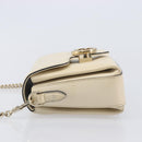 GUCCI Interlocking G Chain Shoulder Bag Leather White Gold 607720 Auth 207449V-4