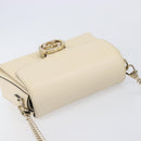 GUCCI Interlocking G Chain Shoulder Bag Leather White Gold 607720 Auth 207449V-14