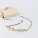 GUCCI Interlocking G Chain Shoulder Bag Leather White Gold 607720 Auth 207449V-6