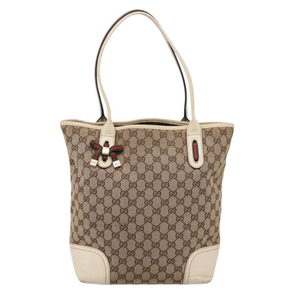 GUCCI GG Canvas Web Sherry Line Hand Bag 2 Set Beige Auth 207453