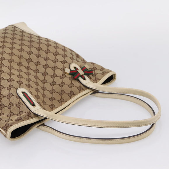 GUCCI GG Canvas Web Sherry Line Hand Bag 2 Set Beige Auth 207453