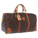 CELINE Macadam Canvas Boston Bag PVC Leather Brown Gold Auth 207455V-1