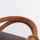 CELINE Macadam Canvas Boston Bag PVC Leather Brown Gold Auth 207455V-10