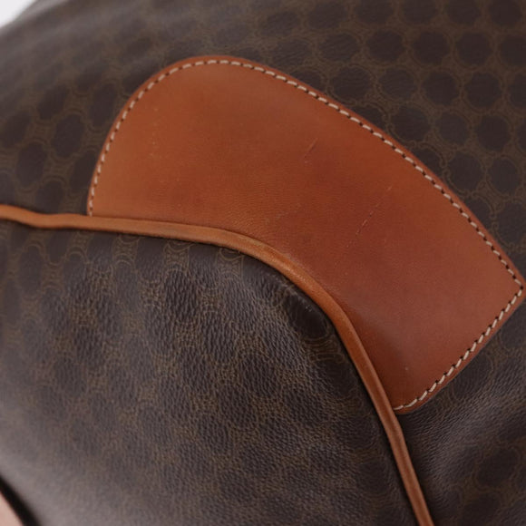 CELINE Macadam Canvas Boston Bag PVC Leather Brown Gold Auth 207455V
