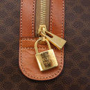 CELINE Macadam Canvas Boston Bag PVC Leather Brown Gold Auth 207455V-16