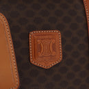 CELINE Macadam Canvas Boston Bag PVC Leather Brown Gold Auth 207455V-17