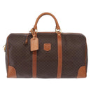 CELINE Macadam Canvas Boston Bag PVC Leather Brown Gold Auth 207455V-2