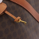 CELINE Macadam Canvas Boston Bag PVC Leather Brown Gold Auth 207455V-20