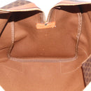 CELINE Macadam Canvas Boston Bag PVC Leather Brown Gold Auth 207455V-23