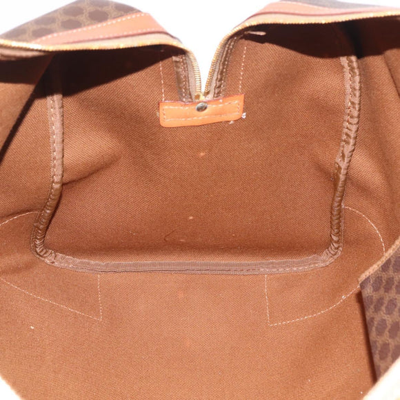 CELINE Macadam Canvas Boston Bag PVC Leather Brown Gold Auth 207455V