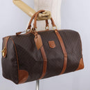 CELINE Macadam Canvas Boston Bag PVC Leather Brown Gold Auth 207455V-27