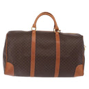 CELINE Macadam Canvas Boston Bag PVC Leather Brown Gold Auth 207455V-3