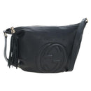 GUCCI Soho Shoulder Bag Leather Black Gold 295175 Auth 207456V-1