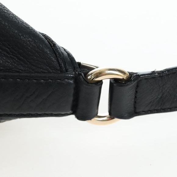 GUCCI Soho Shoulder Bag Leather Black Gold 295175 Auth 207456V