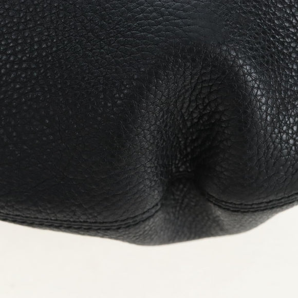 GUCCI Soho Shoulder Bag Leather Black Gold 295175 Auth 207456V