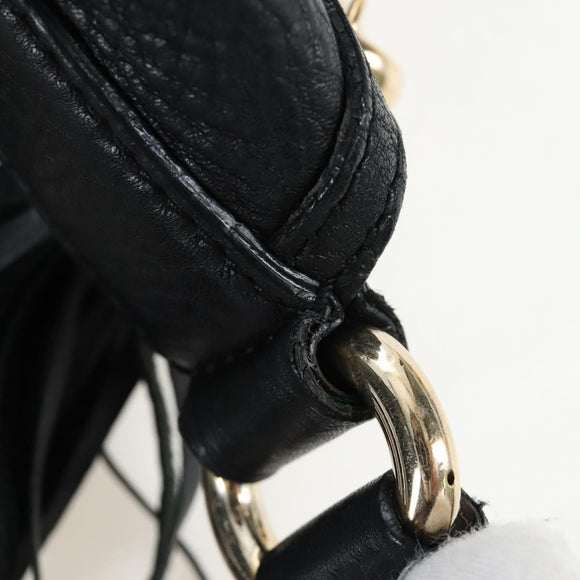 GUCCI Soho Shoulder Bag Leather Black Gold 295175 Auth 207456V