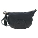 GUCCI Soho Shoulder Bag Leather Black Gold 295175 Auth 207456V-2
