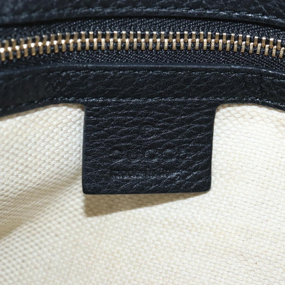 GUCCI Soho Shoulder Bag Leather Black Gold 295175 Auth 207456V