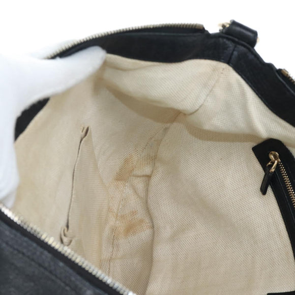 GUCCI Soho Shoulder Bag Leather Black Gold 295175 Auth 207456V