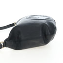 GUCCI Soho Shoulder Bag Leather Black Gold 295175 Auth 207456V-4