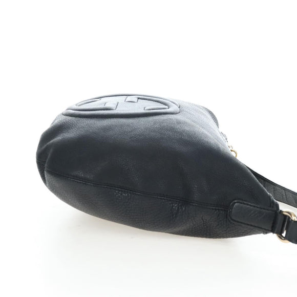 GUCCI Soho Shoulder Bag Leather Black Gold 295175 Auth 207456V