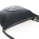 GUCCI Soho Shoulder Bag Leather Black Gold 295175 Auth 207456V-6