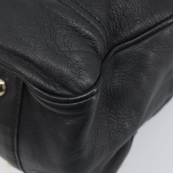 GUCCI Pretty Sherry Line Tote Bag Leather Black Gold 163805 Auth 207457V