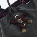 GUCCI Pretty Sherry Line Tote Bag Leather Black Gold 163805 Auth 207457V-15