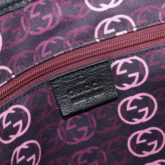 GUCCI Pretty Sherry Line Tote Bag Leather Black Gold 163805 Auth 207457V