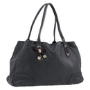 GUCCI Pretty Sherry Line Tote Bag Leather Black Gold 163805 Auth 207457V-1