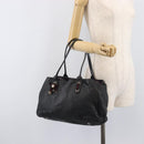 GUCCI Pretty Sherry Line Tote Bag Leather Black Gold 163805 Auth 207457V-23