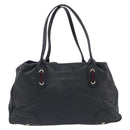 GUCCI Pretty Sherry Line Tote Bag Leather Black Gold 163805 Auth 207457V-3
