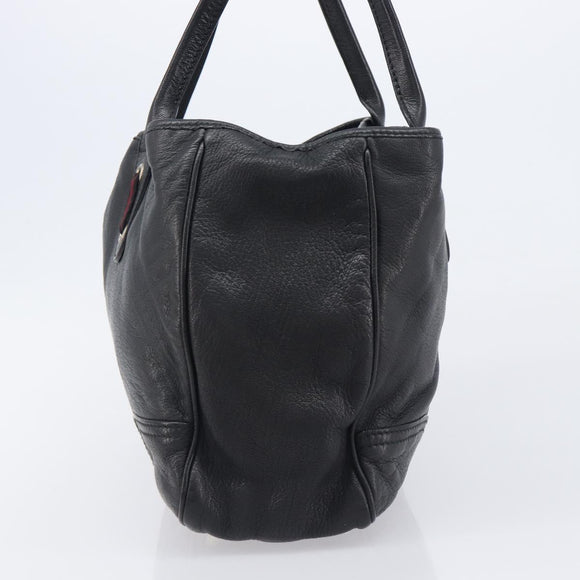 GUCCI Pretty Sherry Line Tote Bag Leather Black Gold 163805 Auth 207457V