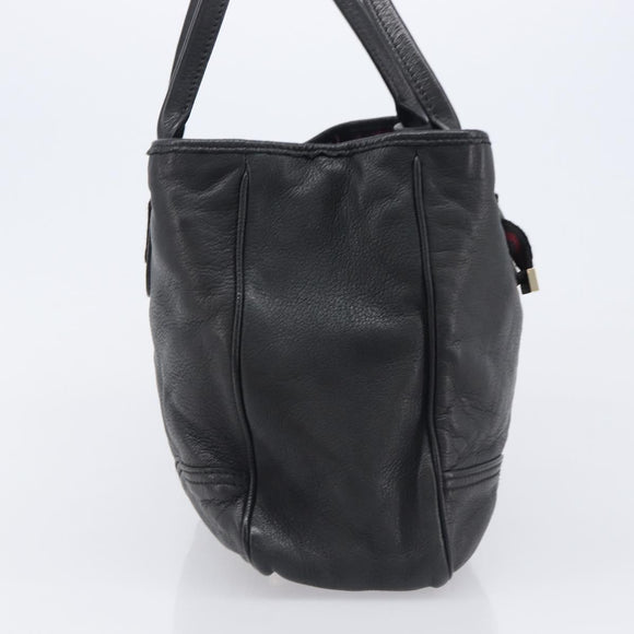 GUCCI Pretty Sherry Line Tote Bag Leather Black Gold 163805 Auth 207457V