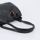 GUCCI Pretty Sherry Line Tote Bag Leather Black Gold 163805 Auth 207457V-7
