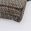 FENDI Zucchino Canvas Shoulder Bag Navy Silver Auth 207459-15