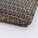 FENDI Zucchino Canvas Shoulder Bag Navy Silver Auth 207459-17