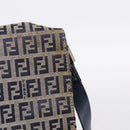 FENDI Zucchino Canvas Shoulder Bag Navy Silver Auth 207459-20